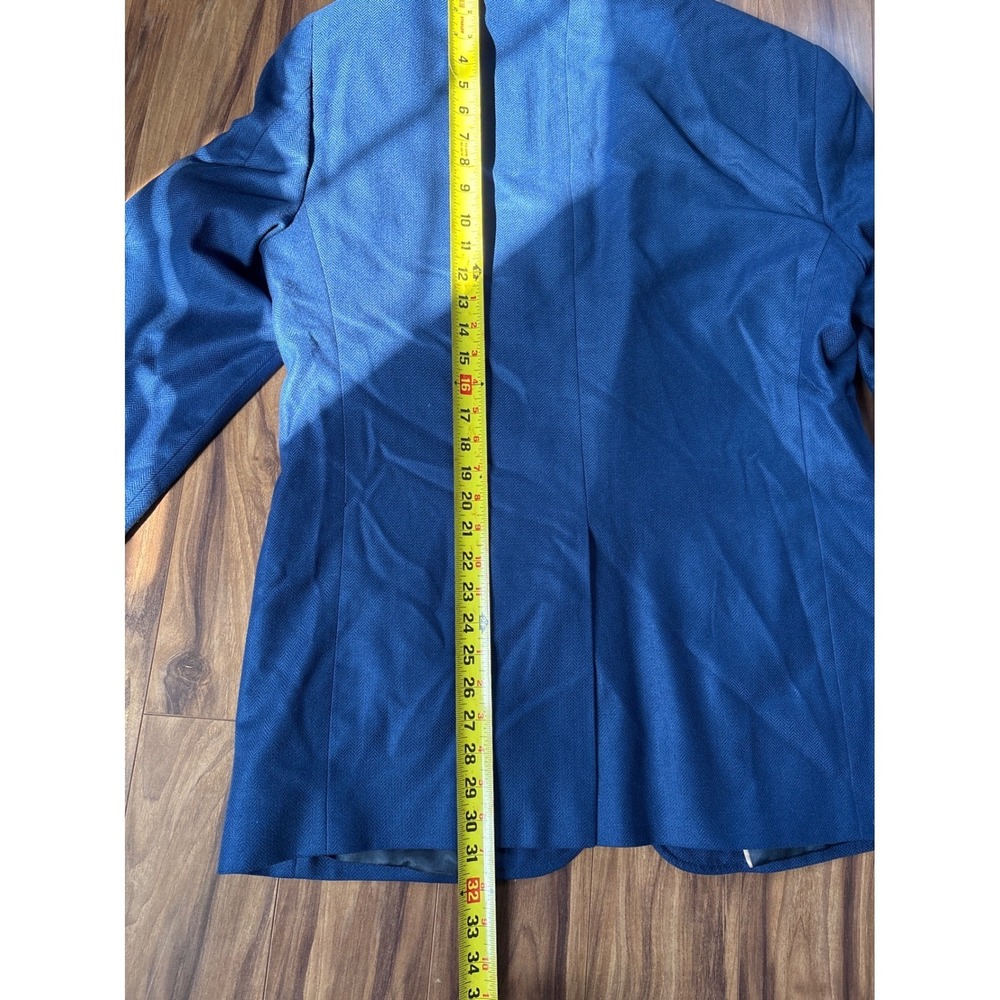Rush Wilson Limited Blue Silk Herringbone Blazer Mens 43R Sport Coat - Picture 12 of 14